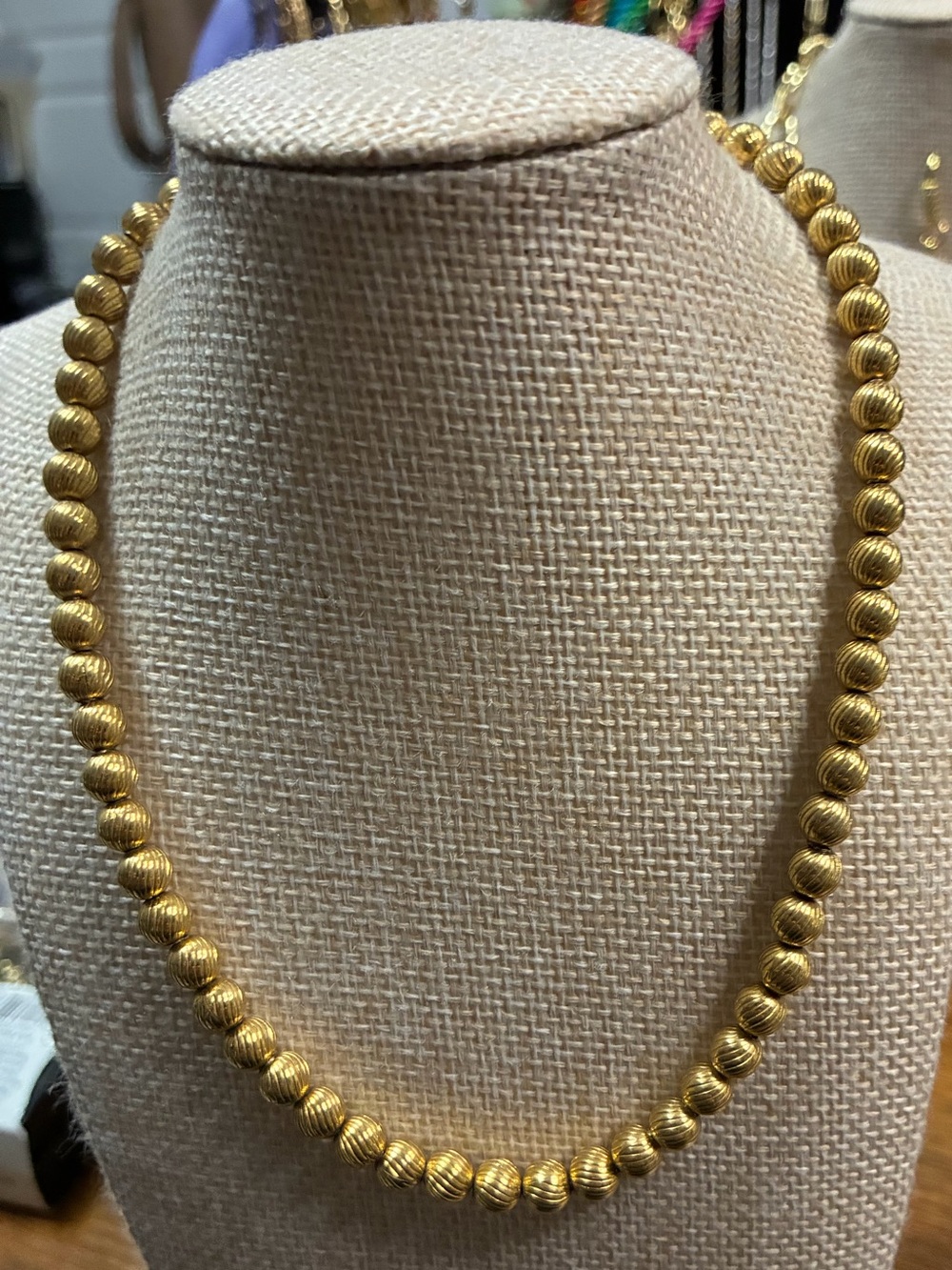 Monet Vintage Women's Necklace - Elegant Textured Gold Tone